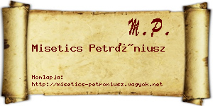 Misetics Petróniusz névjegykártya